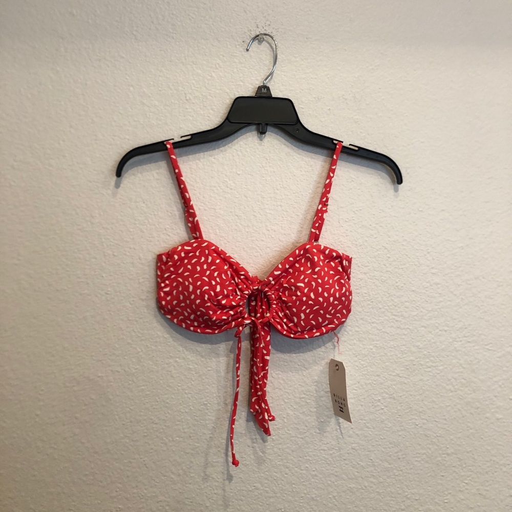 🆕 NWT Billabong red and white cut out bandeau bikini top